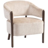 HOMCOM Fotoliu Elegante Tapițat cu Catifea Chenille și Cadru din Lemn Masiv, Fotoliu Modern pentru Living și Dormitor, Bej | Aosom Romania