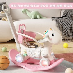 Balansoar pentru Copii, Flippy, 3in1, cu Spatar si Bara de Siguranta, Maner cu Cos de Basket, Tava de Masa, Roti Luminoase, 80 x 43 x 83 cm, din Plast