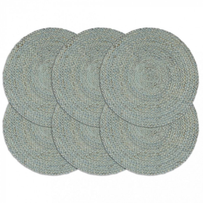 vidaXL Naproane, 6 buc., verde olive, 38 cm, iută, rotund 133841