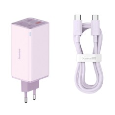 Baseus - Wall Charger GaN6 Pro (P10162705532-00) - Type-C Cable Included, 2x USB, 2x Type-C, 100W, 100W, 20V, 5A, 1m - Purple foto