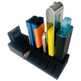 Organizator USB si Carduri de Memorie &ndash; Suport Birou Compact, 5 Sloturi USB + 10 Sloturi SD/MicroSD, Printat 3D din PLA, Negru