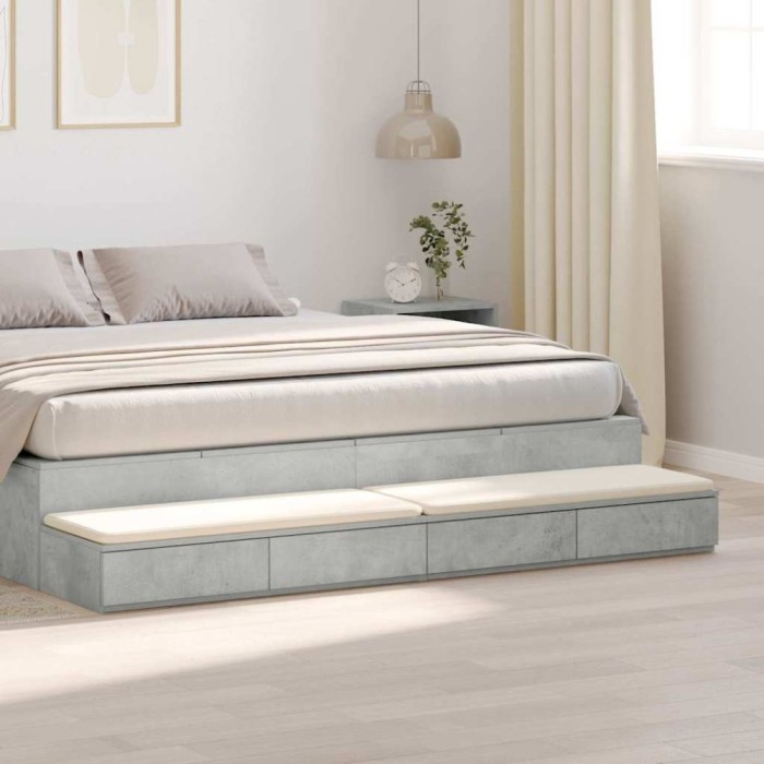 vidaXL Sertare pentru pat Gri beton 180 x 36.5 x 16.5 cm Lemn compozit 866982