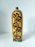 Butelca ceramica Ungaria, folk art, pentru palinca, cu scris zgrafitat, anii 80