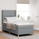 vidaXL Pat cu arcuri și saltea Gri deschis 90x200 cm - Țesătură