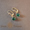 Cercei placati cu aur, 2.5 cm , Cristal zirconia verde, SaraTremo