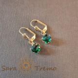 Cercei placati cu aur, 2.5 cm , Cristal zirconia verde, SaraTremo