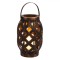 Felinar Rattan, culoare bronz, cu lumina LED, 23x15cm
