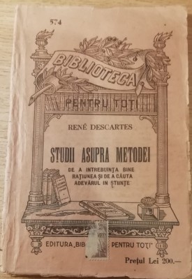 myh 61 28 - Biblioteca ptr toti - 574 - Studii asupra metodei - Rene Descartes foto