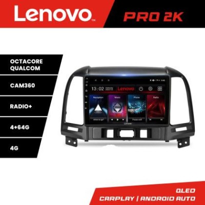 Navigatie Hyundai Santa Fe Lenovo Kit-008 8 core QLED 2K 4+64 360 Android Waze USB Navigatie Internet Youtube Radio CarStore Technology foto