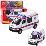 Ambulanta metalica 1:32 cu sistem pull back, efecte de lumina si sunet, Lean 23178