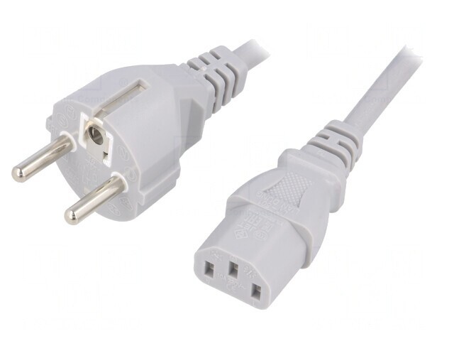 Cablu de Alimentare 1.5m Gri 3x0.75mm2 CEE 7/7 la IEC C13