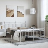 VidaXL Cadru de pat metalic cu tăblie, alb, 135x190 cm 373757