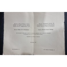 Invitație de nuntă din 1927 &ndash; București (familiile Boltuș și Goruneanu)