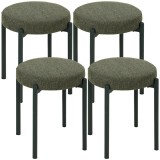 HOMCOM Set 4 taburete stivuibile cu picioare din oțel, aspect de in, pentru sufragerie, living, bucătărie, Verde &icirc;nchis | Aosom Romania
