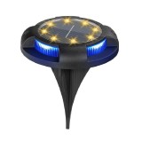 Proiector solar LED pentru exterior eMazing, cu 4 leduri ambientale colorate si 8 leduri centrale alb cald, rezistent la apa IP65, fabricat din ABS, b