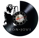 Ceas de perete decorativ disc vinil Bon Jovi Rock Negru 30 cm silentios manual