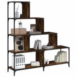 Gossi biblioteca cu 4 niveluri stejar fumuriu 139x33,5x149 cm lemn