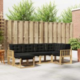 vidaXL Set de canapele de exterior cu pernă 6 pcs Alb și negru 3389642