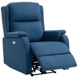 HOMCOM Fotoliu Relax Electric Reclinabil 150&deg; cu Suport pentru Picioare și Port USB, Fotoliu Reclinabil Electric cu Cotiere Largi, Material cu Aspect