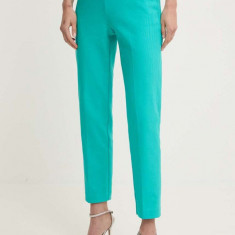 Morgan pantaloni PELIX.F femei, culoarea turcoaz, drept, high waist, PELIX.F