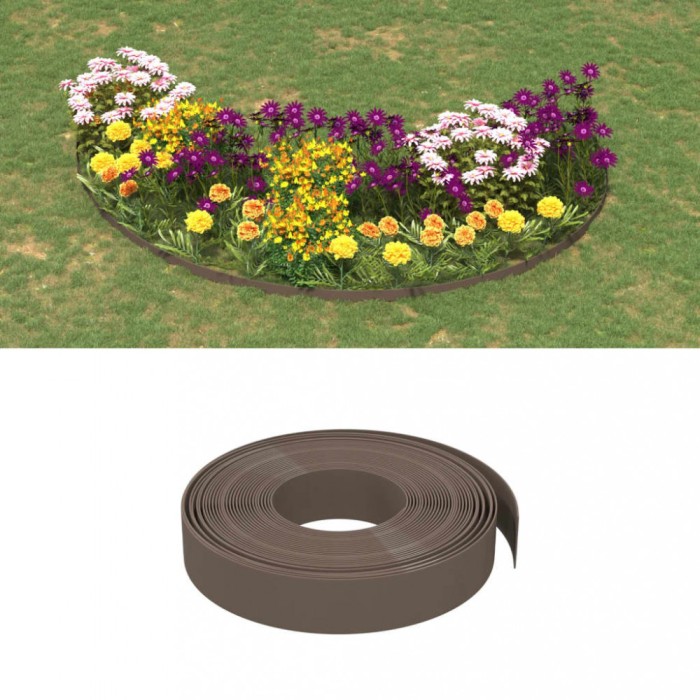 Borduri de grădină, 4 buc, maro, 10 m 10 cm, polietilenă