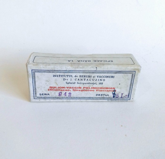 Cutie de vaccin Institutul Dr. Cantacuzino - perioada interbelica