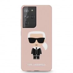 Husa Karl Lagerfeld pentru Samsung Galaxy S21 Ultra 6.8&amp;quot;, Silicone Iconic Collection, Roz foto