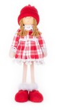 Decoratiune de Craciun MagicHome, fetita &icirc;n rochie &icirc;n carouri, 32 cm