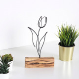 Decoratiune, Tulip, 17x30x3.5 cm, Metal, Negru, Bystag