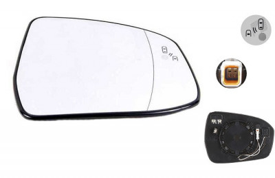 Geam oglinda exterioara cu suport fixare Ford Mondeo, 03.2015-, Dreapta, geam asferic; cromat; cu functie detectie unghi mort, View Max foto