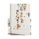 Cumpara ieftin Sticker Perete Autocolant Animale si Welcome 56x103cm - 43668