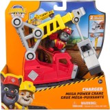 Paw Patrol - Rubble și echipa, figurină Charger și Mega Power Crane, Multicolor, 3 ani+