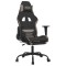 Scaun de gaming cu taburet, negru si gri taupe, textil