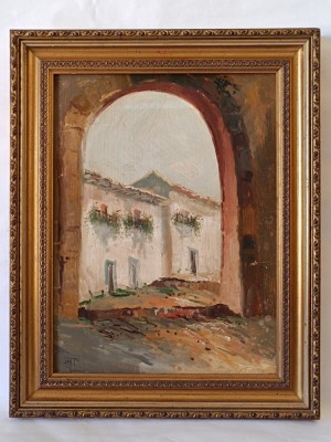 Pictură antică, &amp;bdquo;Peisaj satesc&amp;rdquo; foto