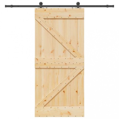 Ușă glisantă cu set feronerie, 100x210 cm, lemn masiv de pin foto