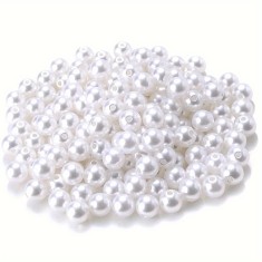 Margele perle din plastic pentru activitati crafts cu diametru 6 mm, alb ,20 grame
