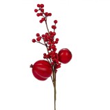 Creangă Decorativă, Model Rodie Cu Pomușoare, Culoare Roșu, 30 cm, Plastic, Oem