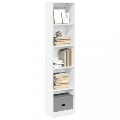 Gossi biblioteca, alb, 40x24x176 cm, lemn prelucrat foto
