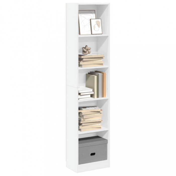 Gossi biblioteca, alb, 40x24x176 cm, lemn prelucrat