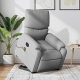 vidaXL Fotoliu electric masaj rabatabil cu ridicare, gri &icirc;nchis textil