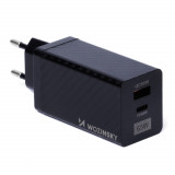 GaN 65W &icirc;ncărcător cu porturi USB GaN 65W cu porturi USB C suportă QC 3.0 PD negru WWCG01 Wozinsky