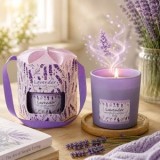 Lumanare parfumata in pahar cu aroma de lavanda, cutie cadou, CMCLASS