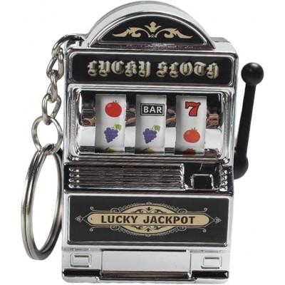 Breloc Model Slot Machine, Mecanism Functional, 4x6 cm, Plastic, Argintiu foto