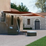 VidaXL Copertină retractabilă manual, LED, portocaliu&amp;maro, 600x300 cm