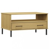 Cumpara ieftin Masuta cafea picioare metalice maro 85x50x45cm lemn masiv OSLO