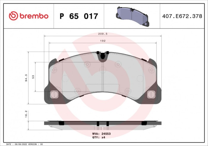 BREMBO P 65 017 PRIME LINE set placute frana disc