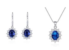 Set Bijuterii Argint S925 Cu Cristale Safir &ndash; Eleganță și Stil Cod Set 209A