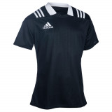 Tricou Rugby 3S Negru-Alb Adulți, Adidas