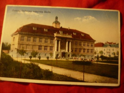 Ilustrata Zemun Serbia 1932 -Scoala elem. de Stat circulat la Ploiesti foto