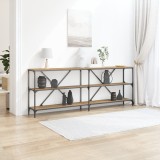 vidaXL Masă consolă, stejar artizanal, 200x30x75 cm, lemn și oțel
